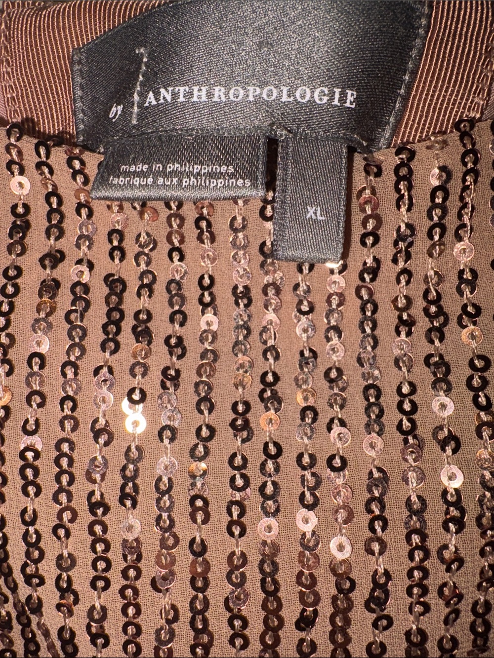 Anthropologie Rose Gold Sequin Shift Dress - Picture 3 of 10